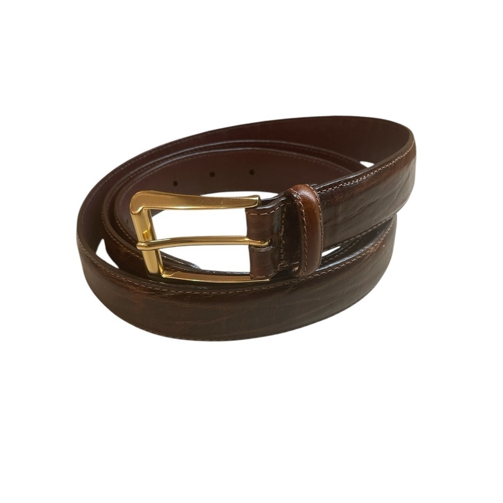 Brighton Belt Leather Size 48 Brown Gold Buckle Vintage Casual Vintage 1993